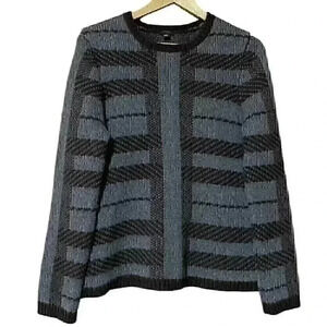 Ann Taylor Women’s Long Sleeve Wool Blend Sweater Large Grey/ Brown